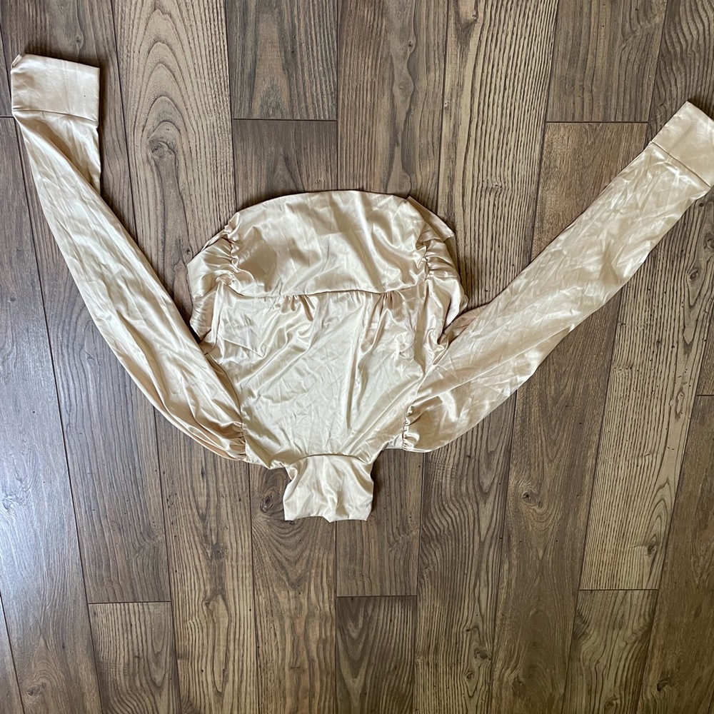 Bridgeton vibe cream satin top open back tie